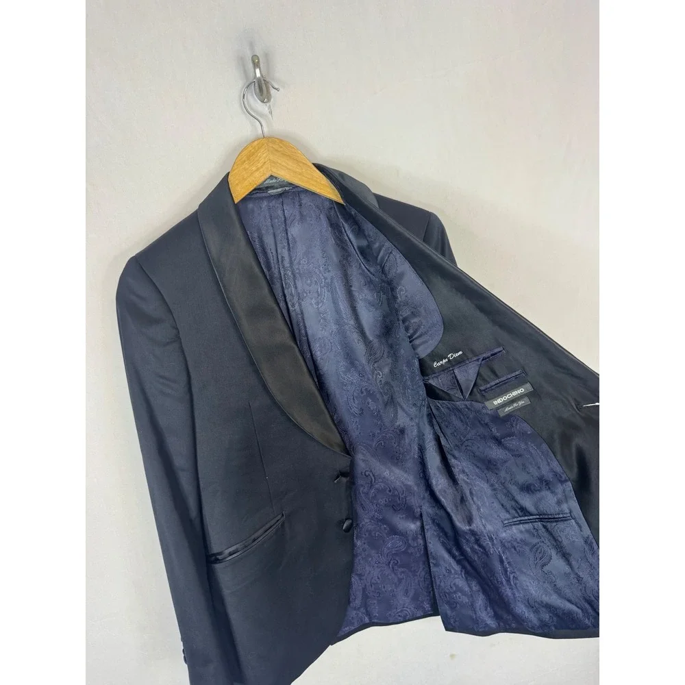 Indochino Mens 34R Wool Cashmere Silk Tuxedo Blazer Black Shawl Lapel‎ Jacket